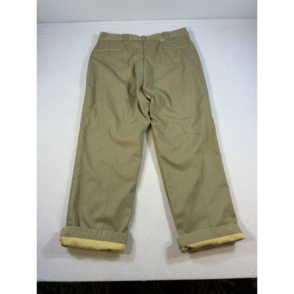 Vintage Dickies Fleece Lined Work Pants Khaki Tan Mens 40x30‎ 874 Style